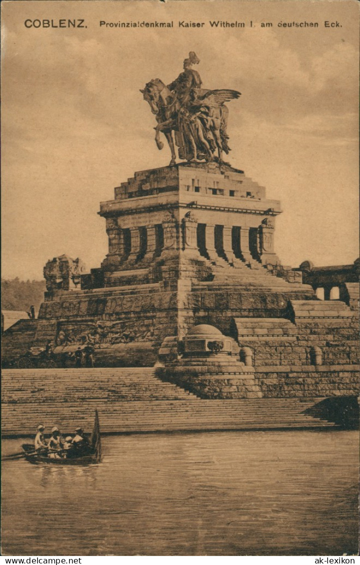 Ansichtskarte Koblenz Provinzial-Denkmal Kaiser Wilhelm Am Deutschen Eck 1920 - Koblenz