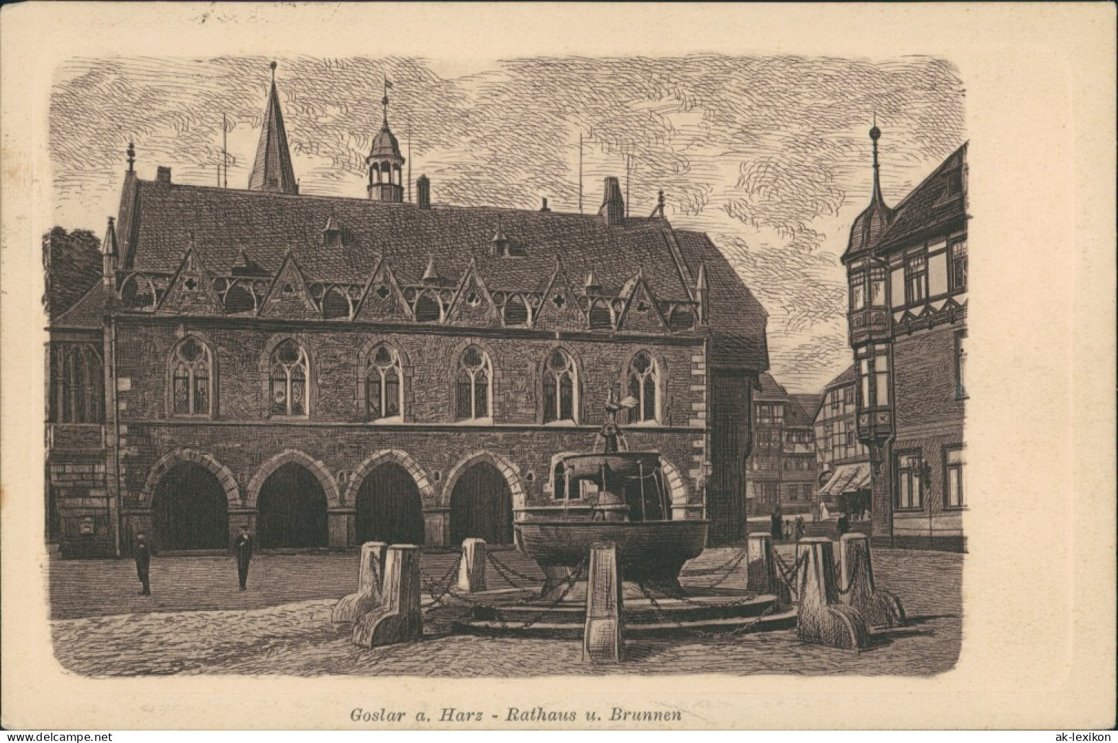 Ansichtskarte Goslar Rathaus Und Brunnen 1919 - Goslar