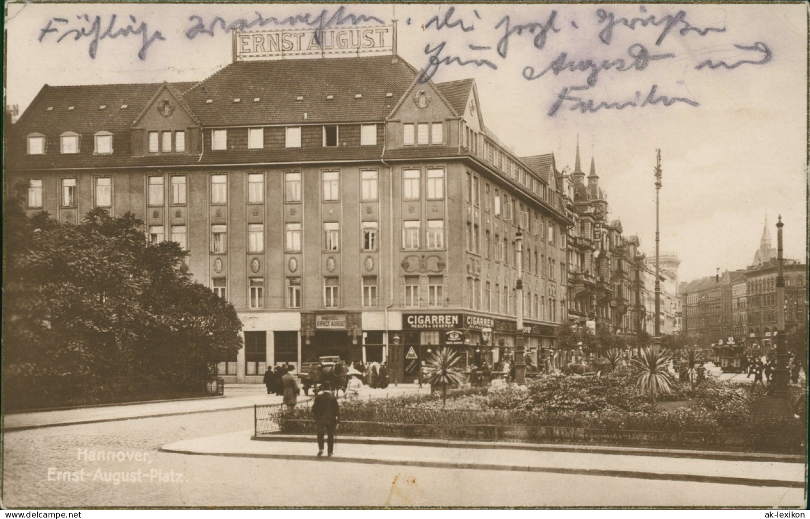 Hannover Ernst-August Platz, Cigarrengeschäft - Colorfoto AK 1924 - Hannover