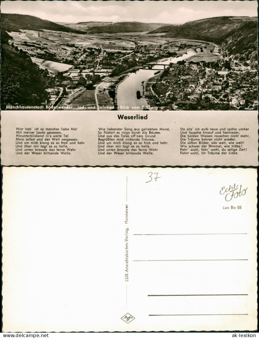 Ansichtskarte Bodenwerder Stadt - Weserlied 1963 - Bodenwerder