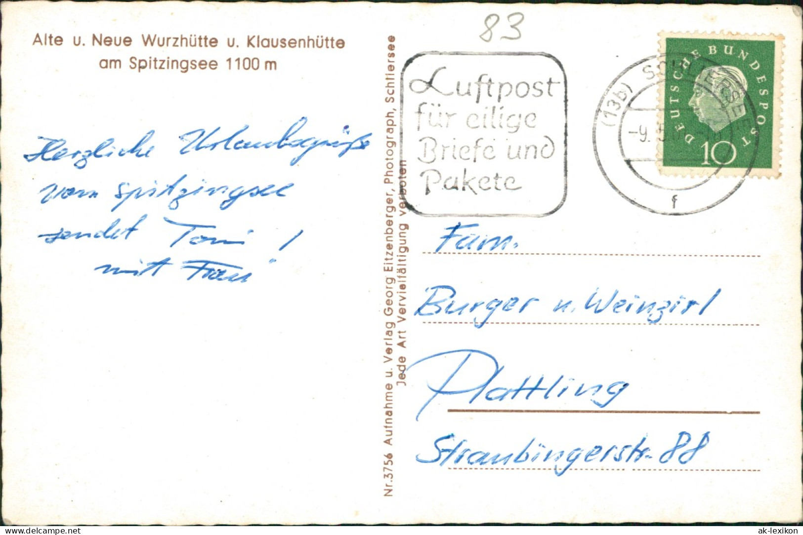 Spitzingsee-Schliersee Alte U. Neue Wurzhütte U. Klausenhütte 1956 - Schliersee