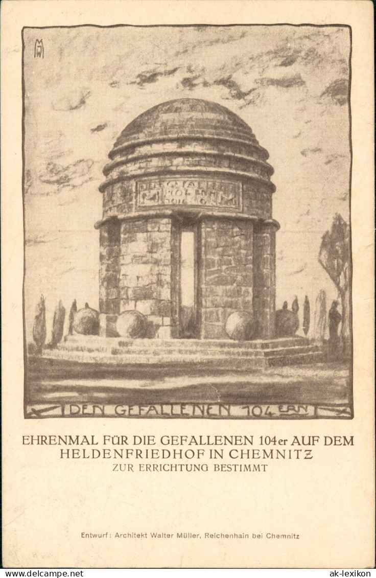 Ansichtskarte Chemnitz Ehrenmal Für Die Gefallenen 104er Heldenfriehof 1925 - Chemnitz