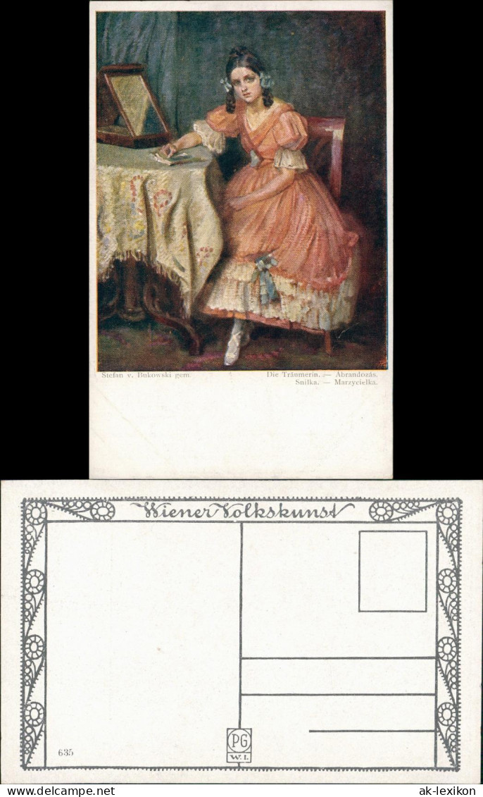 Wiener Volkskunst "Die Träumerin" Künstler Stefan V. Bukowski 1910 - Personajes