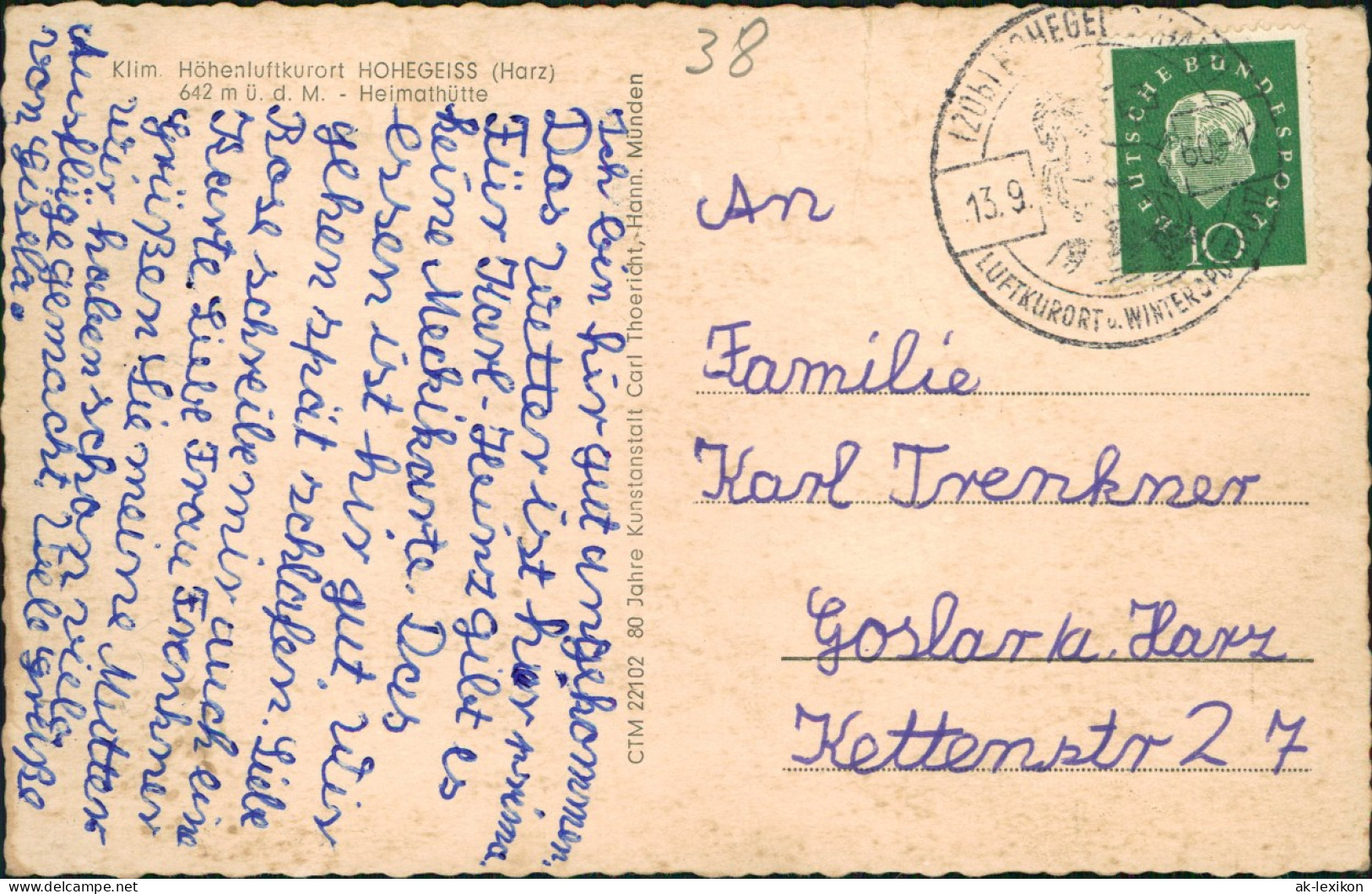 Ansichtskarte Hohegeiß-Braunlage Heimathütte 1960 - Braunlage