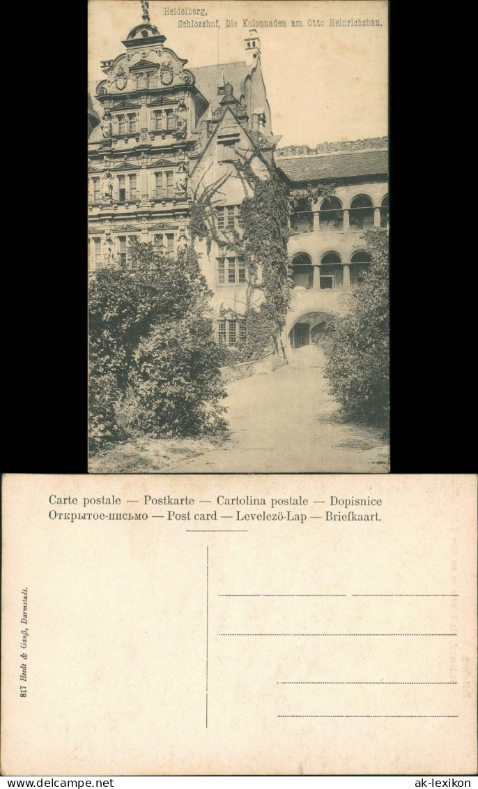 Ansichtskarte Heidelberg Schloss Hof, Kolonaden Am Otto Heinrichsbau 1910 - Heidelberg