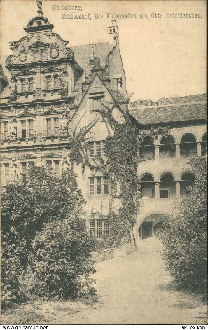 Ansichtskarte Heidelberg Schloss Hof, Kolonaden Am Otto Heinrichsbau 1910 - Heidelberg