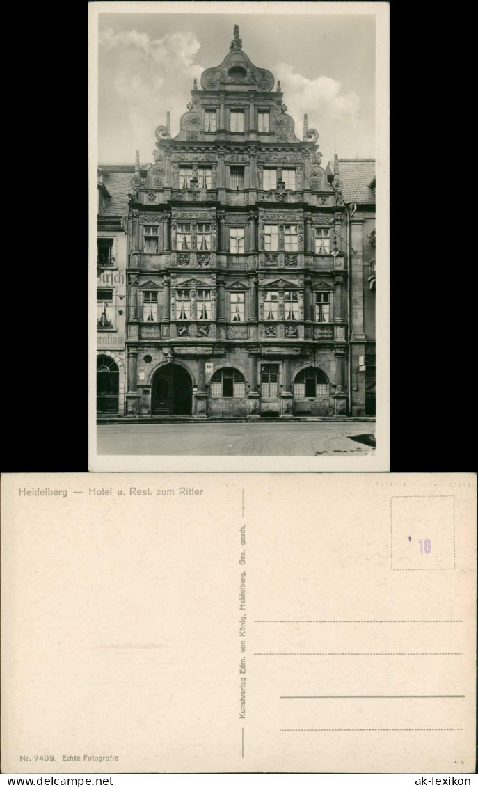 Heidelberg Gaststätte Hotel Zum Ritter Gebäude Gesamtansicht 1930 - Heidelberg