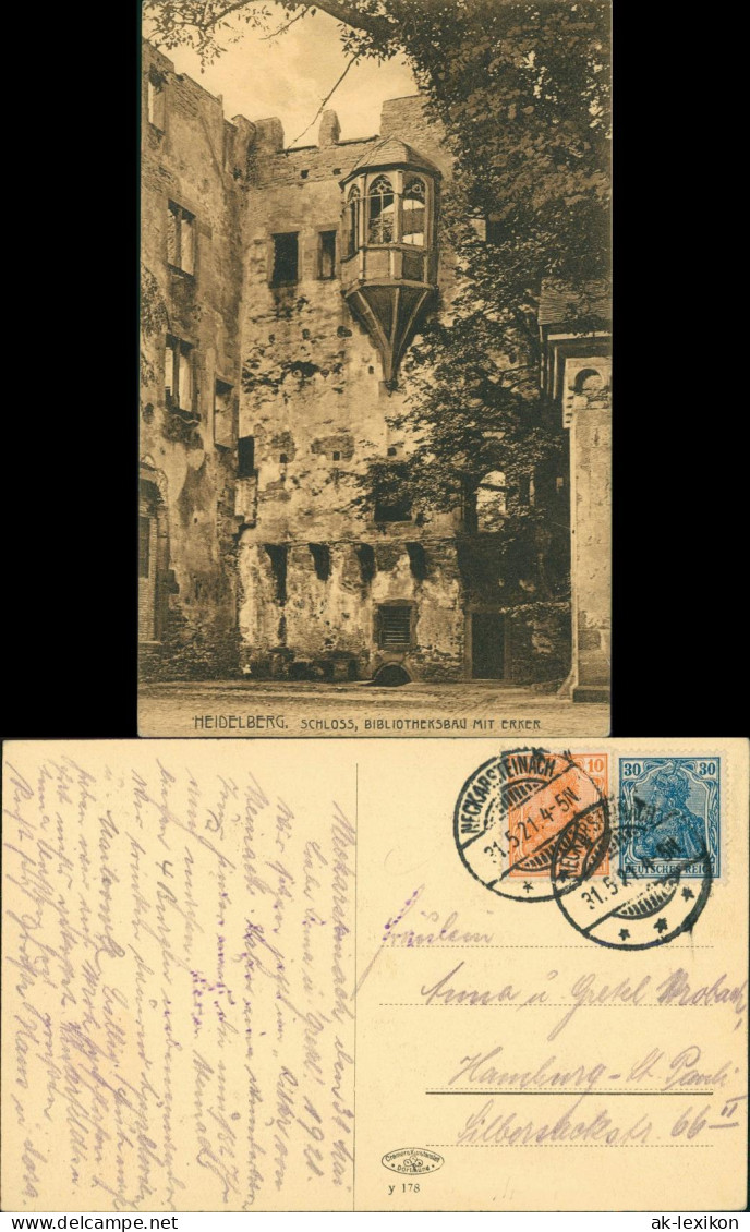 Ansichtskarte Heidelberg Heidelberger Schloss Bibliotheksbau Mit Erker 1921 - Heidelberg