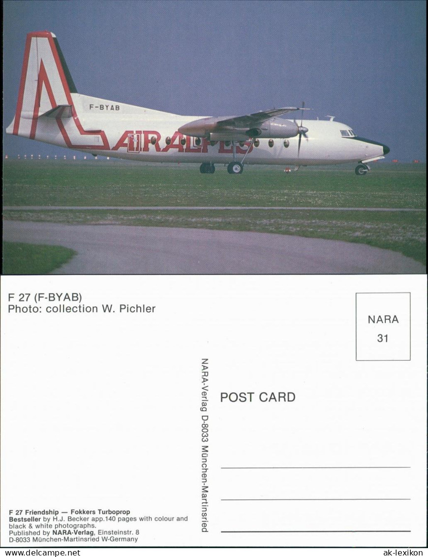 Ansichtskarte  Flugzeuge F 27 Friendship - Fokkers Turboprop (F-BYAB) 1985 - 1946-....: Era Moderna
