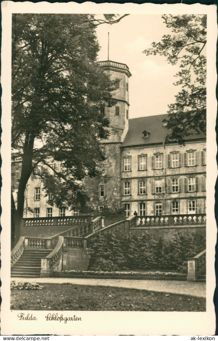 Ansichtskarte Fulda Fuldaer Stadtschloss Partie Im Schloss-Garten 1930 - Fulda