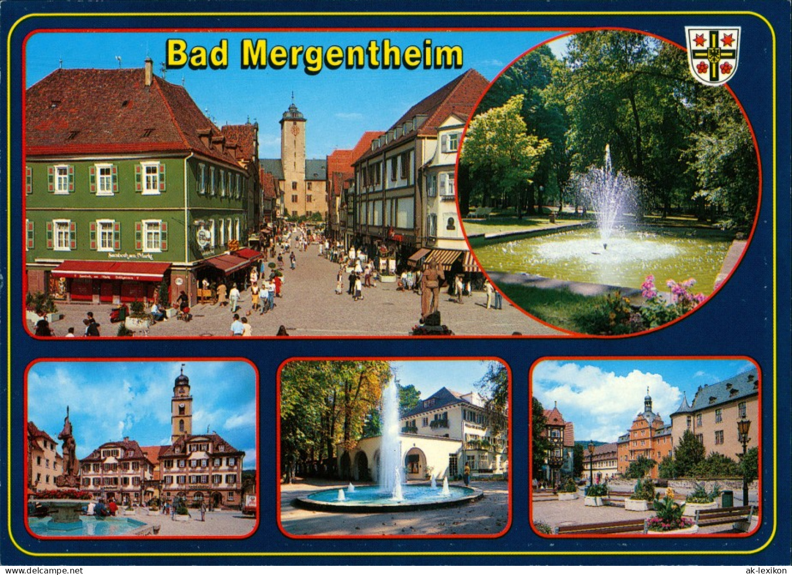 Ansichtskarte Bad Mergentheim Springbrunnen, Markt, Einkaufsstraße 1990 - Bad Mergentheim