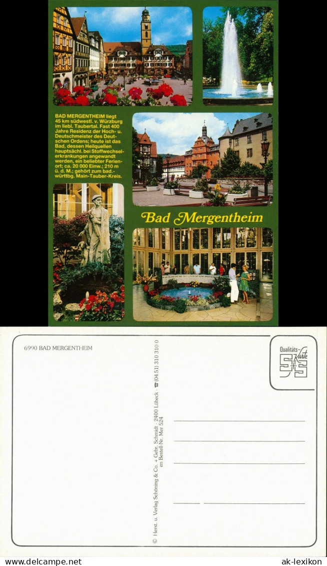 Ansichtskarte Bad Mergentheim Markt, Springbrunnen, Statue, Quelle 1985 - Bad Mergentheim