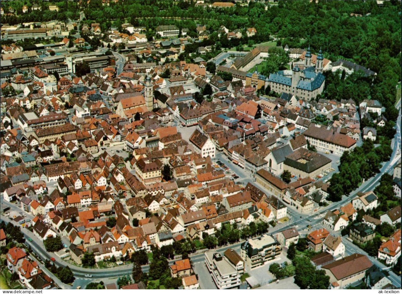 Ansichtskarte Bad Mergentheim Luftaufnahme, Luftbild, Zentrum, Straße 1990 - Bad Mergentheim