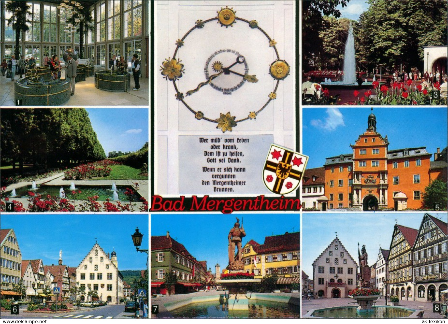 Bad Mergentheim 6 Bild Mit Wappen  Uhr, Burgstraße, Springbrunnen 2000 - Bad Mergentheim