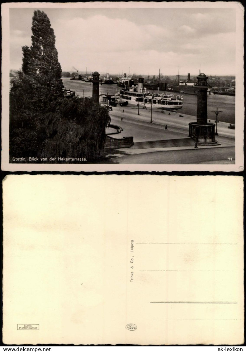 Postcard Stettin Szczecin Blick Von Der Hakenterrasse. Dampfer 1932 - Pommern