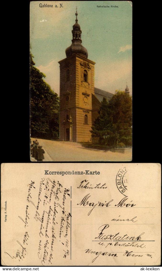Postcard Gablonz (Neiße) Jablonec Nad Nisou Katholische Kirche. 1911 - Tschechische Republik