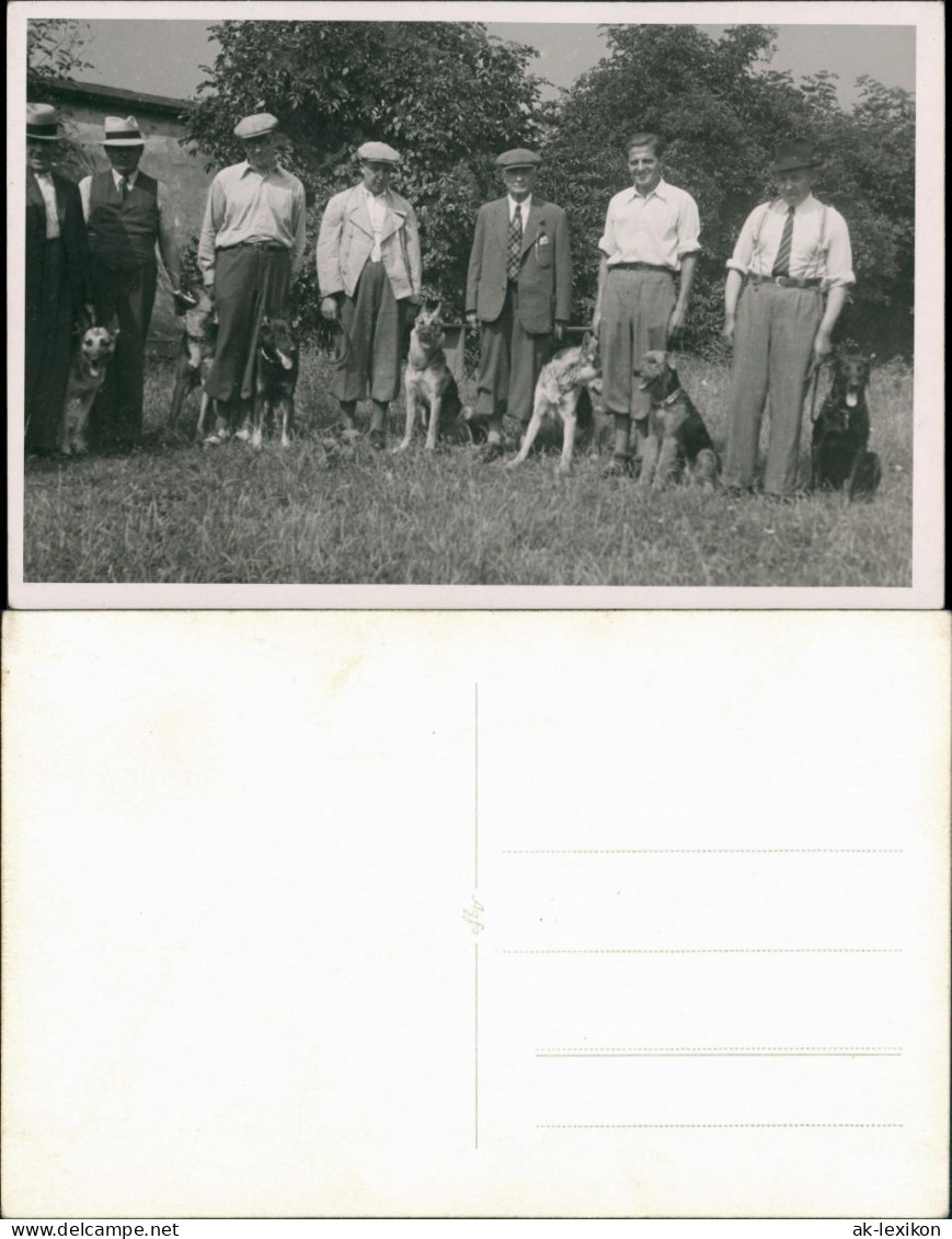 Männer Gruppe Mit Hunden, Real-Photo Men With Dogs 1934 Privatfoto - Personaggi