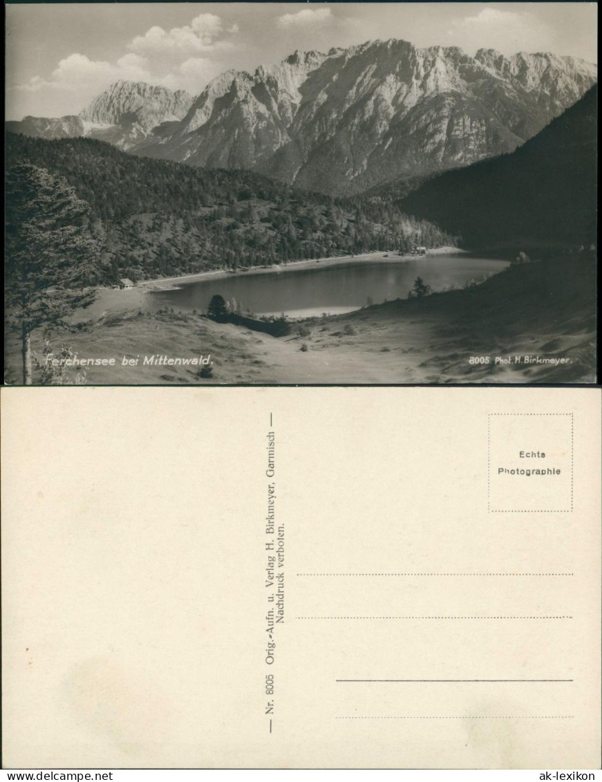 Ansichtskarte Mittenwald Ferchensee Panorama, Vogelschau-Perspektive 1930 - Mittenwald