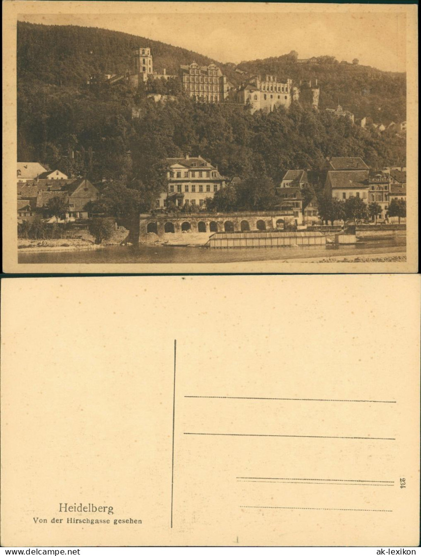 Heidelberg Blick Burg über Neckar Von Der Hirschgasse Gesehen 1910 - Heidelberg