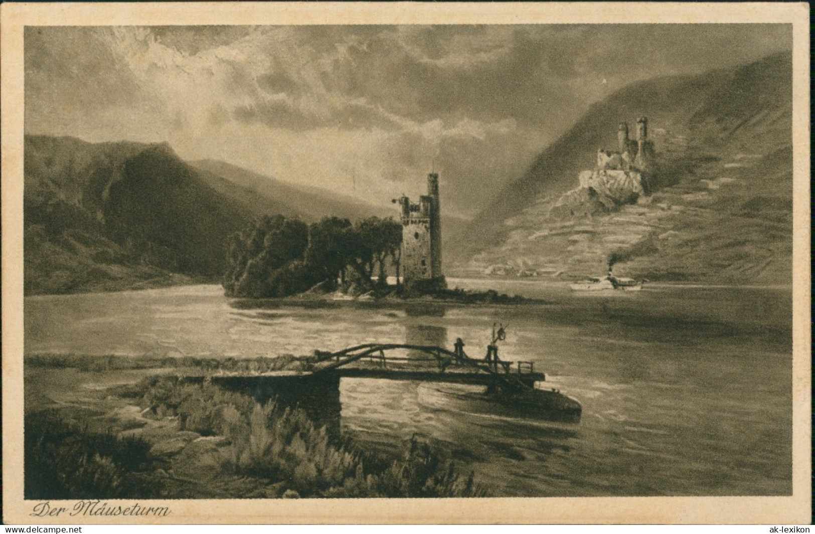 Bingerbrück-Bingen Am Rhein Panorama Vom Rhein, Partie Am Mäuseturm 1920 - Bingen