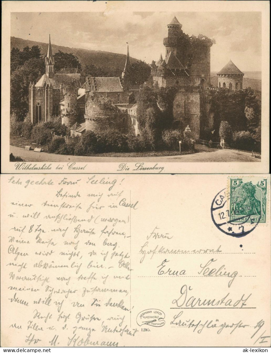 Bad Wilhelmshöhe-Kassel Cassel Löwenburg, Burg, Castle, Gebäude-Ansicht 1914 - Kassel