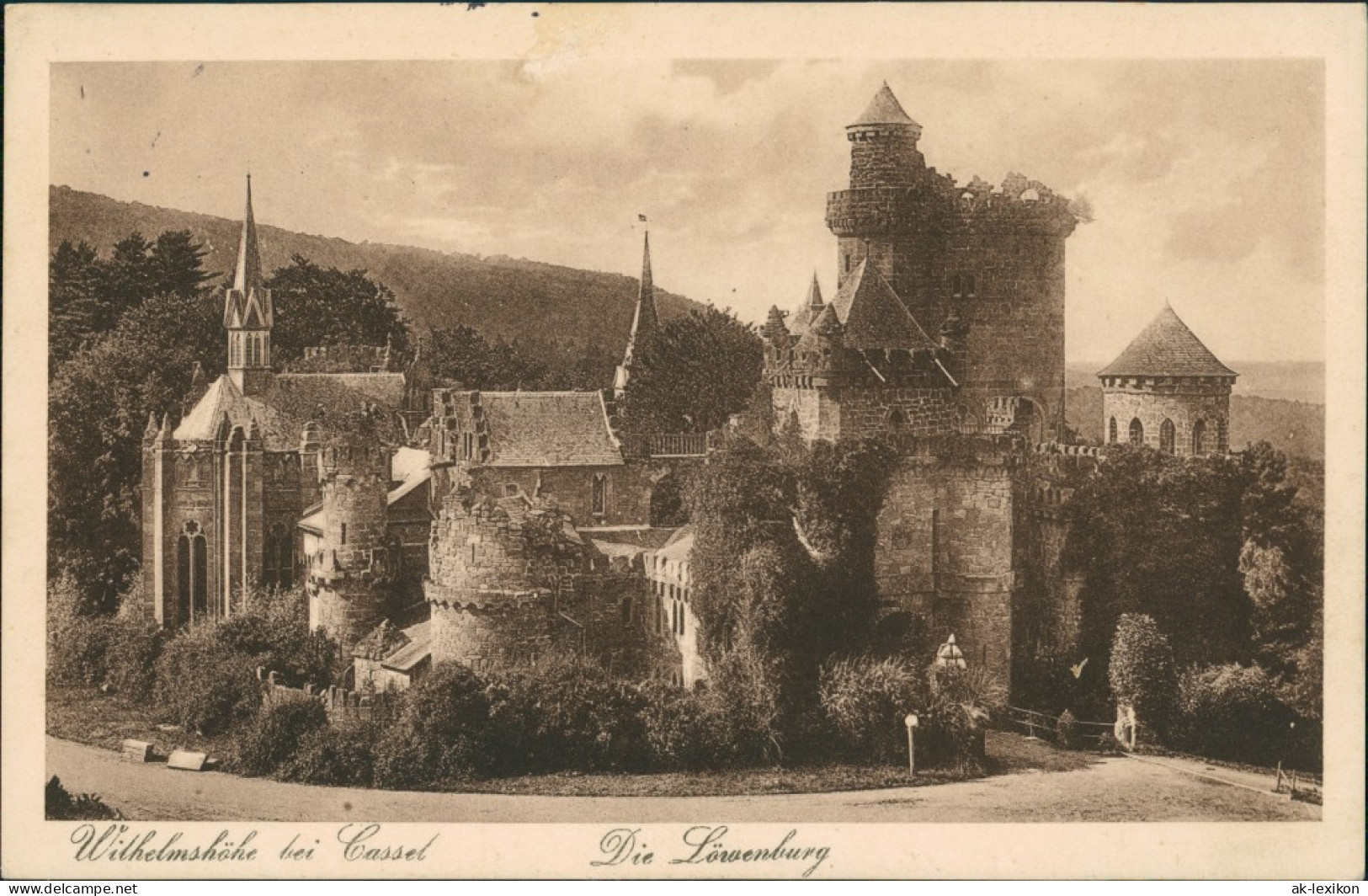 Bad Wilhelmshöhe-Kassel Cassel Löwenburg, Burg, Castle, Gebäude-Ansicht 1914 - Kassel