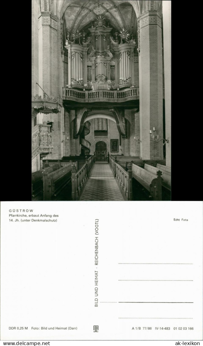 Ansichtskarte Güstrow Pfarrkirche - Orgel 1986 - Guestrow