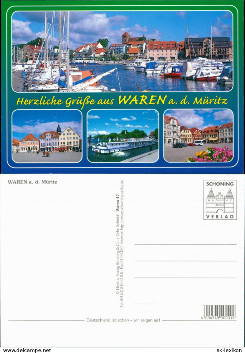 Ansichtskarte Waren (Müritz) Hafen Mit Schiffe, Markt, Fähre 1995 - Waren (Müritz)