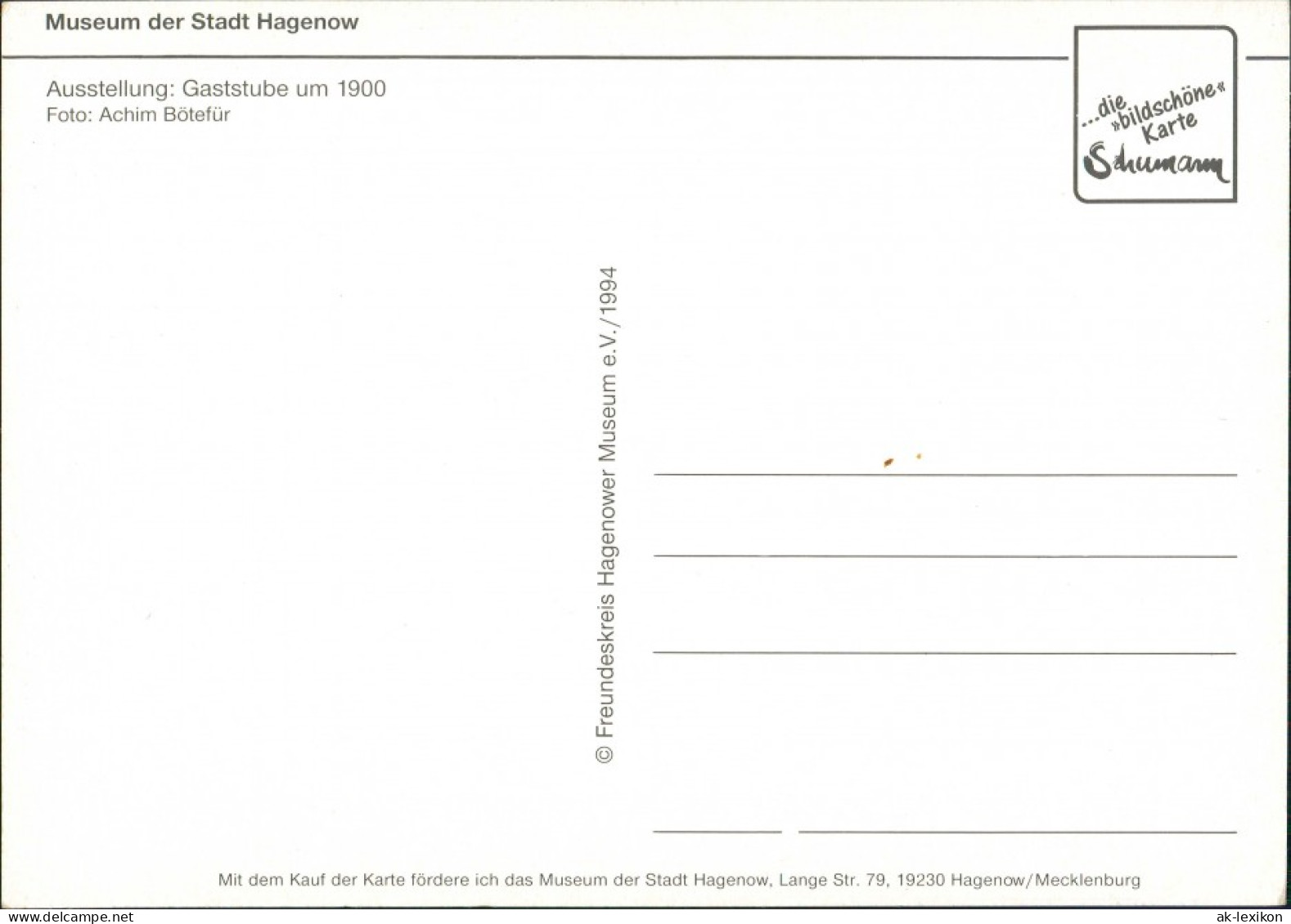 Ansichtskarte Hagenow Ausstellung Gaststube Um 1900 - Museum 2003 - Hagenow