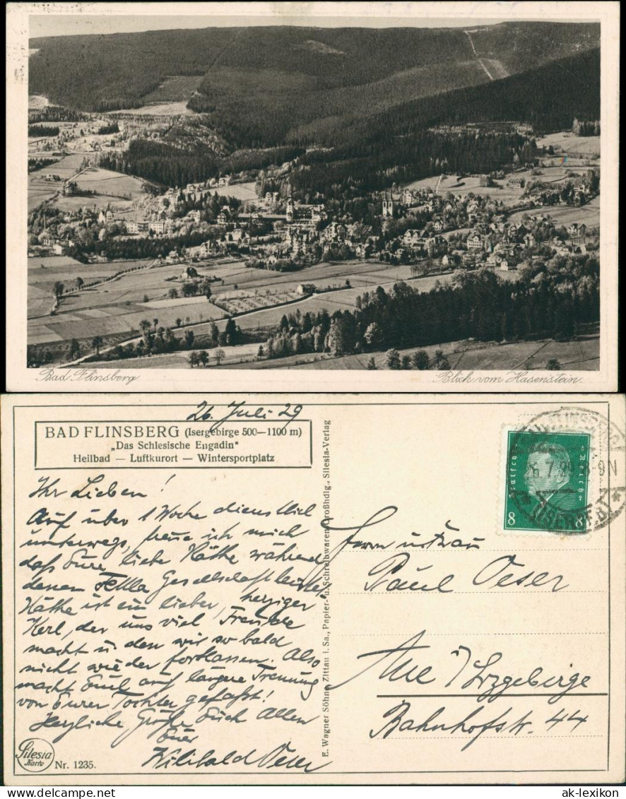 Postcard Bad Flinsberg Świeradów-Zdrój Stadtblick 1928 - Schlesien