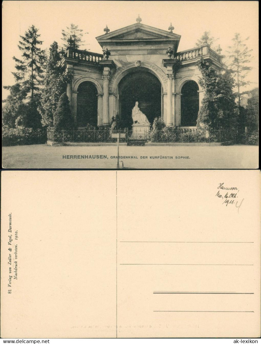 Herrenhausen-Hannover Grabstätte Denkmal Der Kurfürstin Sophie 1914/1910 - Hannover