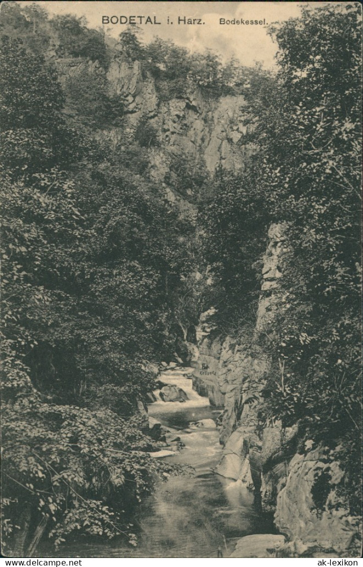 Ansichtskarte Thale (Harz) Bodekessel (Bodetal), Bachlauf, Felsenmeer 1910 - Autres & Non Classés