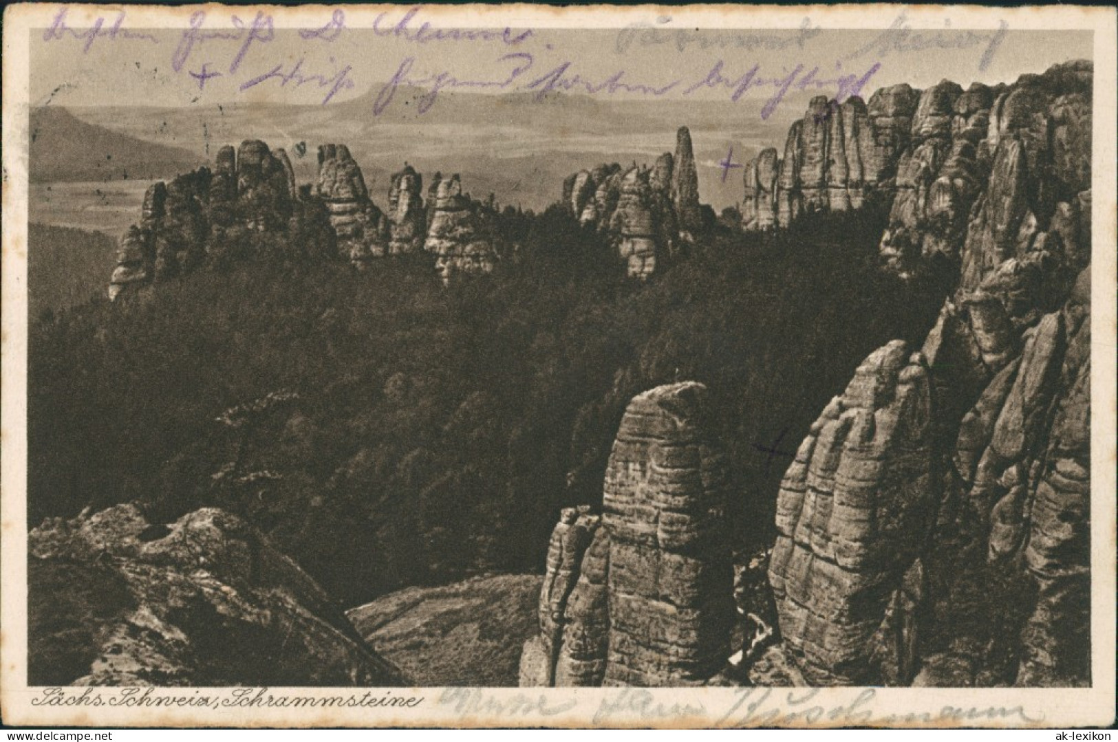 Ansichtskarte Bad Schandau Schrammsteine, Felsen 1929 - Bad Schandau
