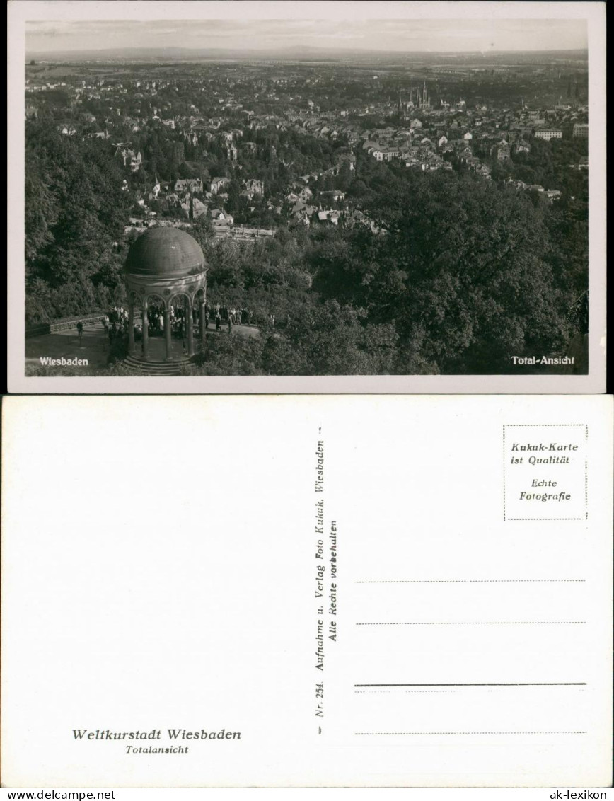 Ansichtskarte Wiesbaden Totalansicht Auf Die Weltkurstadt, Nero-Tempel 1940 - Wiesbaden