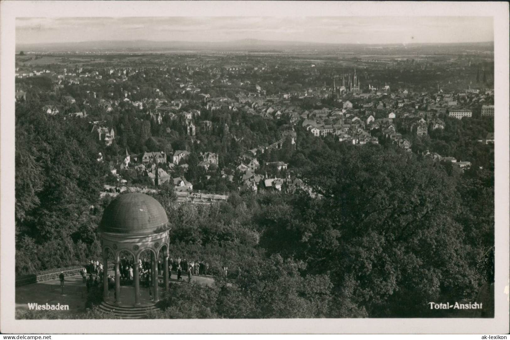 Ansichtskarte Wiesbaden Totalansicht Auf Die Weltkurstadt, Nero-Tempel 1940 - Wiesbaden