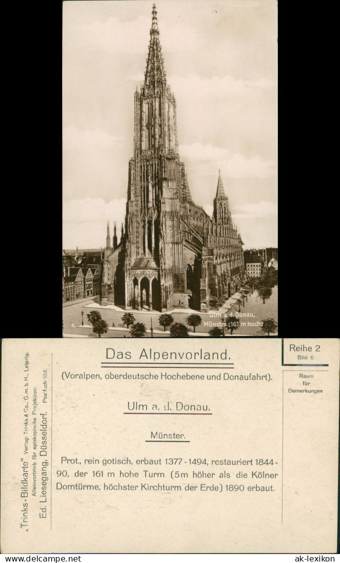 Ulm A. D. Donau Ulmer Münster, Trinks Bildkarte Mit Beschreibung 1920 - Ulm