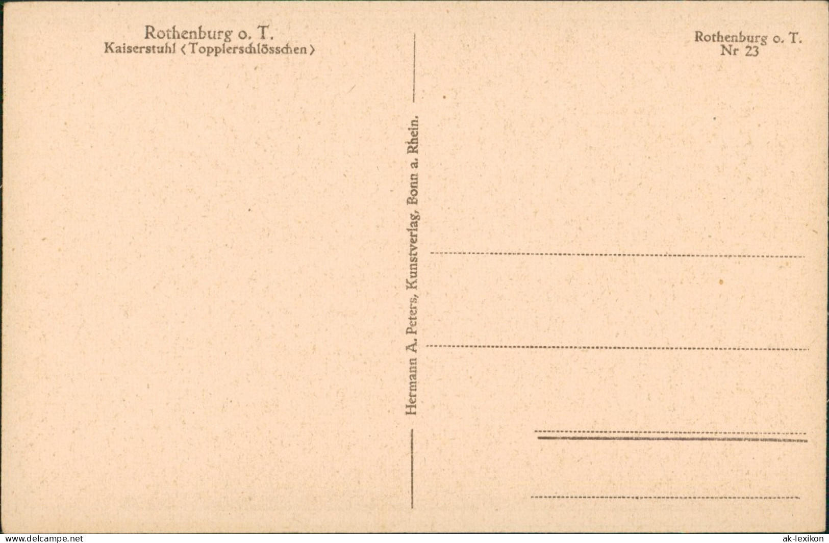 Ansichtskarte Rothenburg Ob Der Tauber Kaiserstuhl (Topplerschlösschen) 1920 - Rothenburg O. D. Tauber