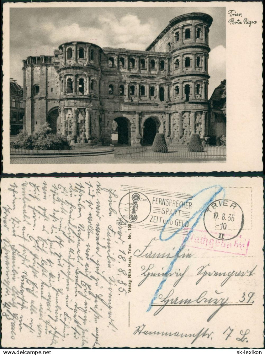 Trier Porta Nigra, Römisches Stadttor, AK Mit Nachgebühr-Stempel 1935 - Trier