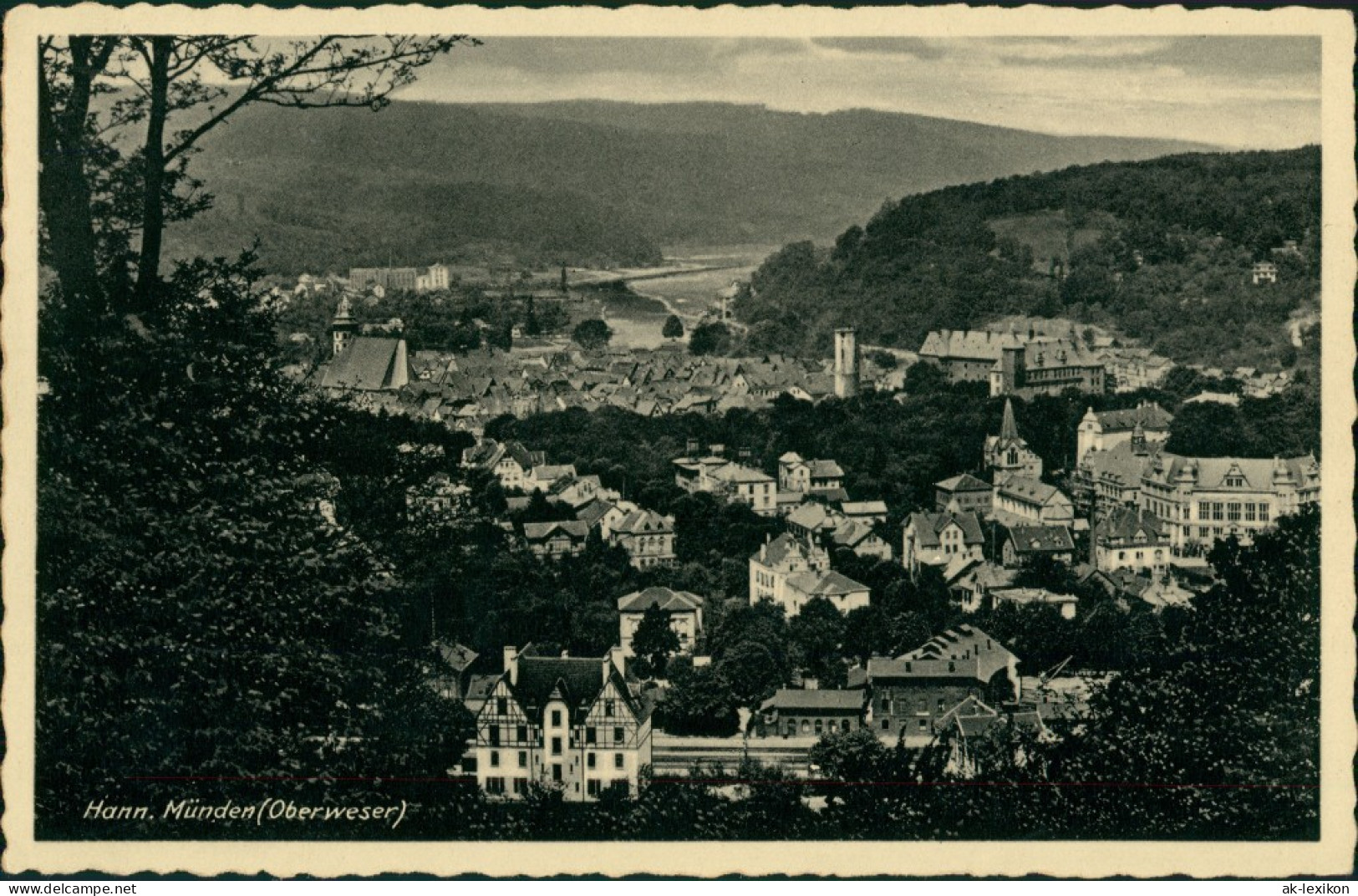 Hannoversch Münden Hann. Münden Panorama-Ansicht, Vogelschau-Perspektive 1930 - Hannoversch Muenden