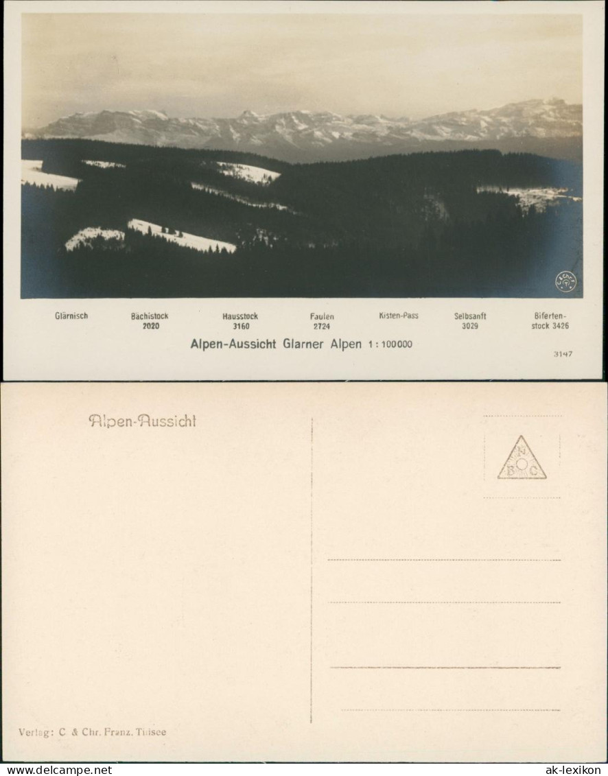 Ansichtskarte  Alpen (Allgemein) Aussicht Glarner Alpen Mit Berg-Namen 1930 - Zonder Classificatie