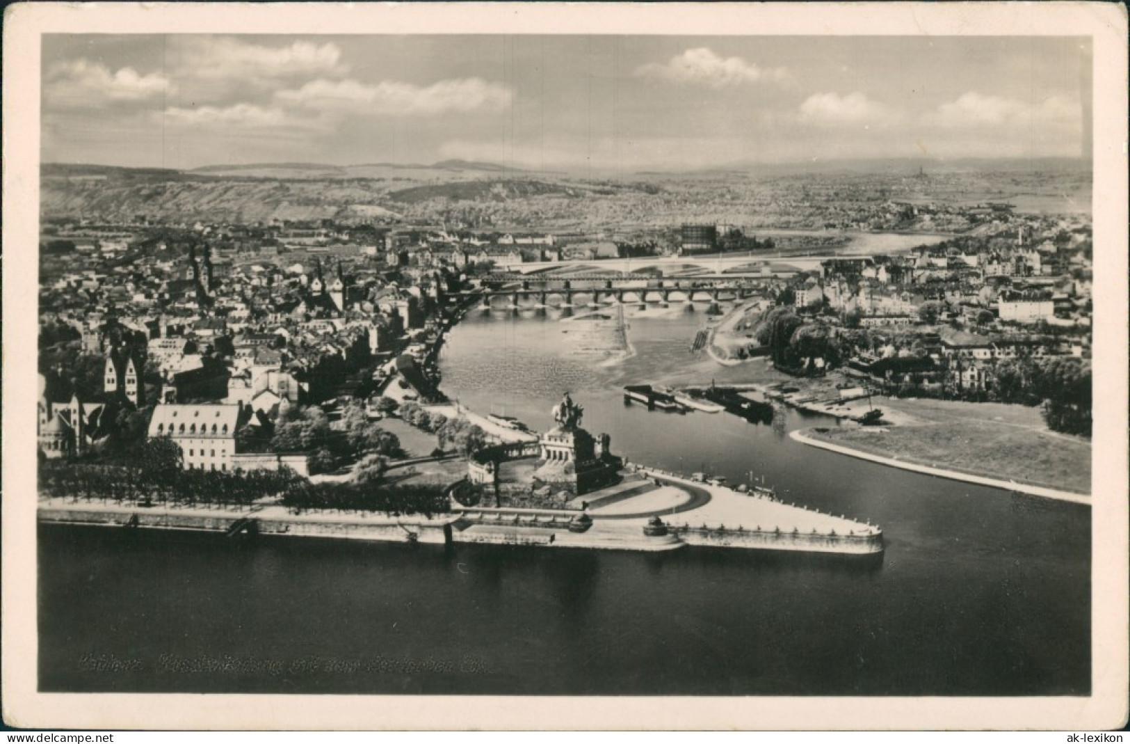 Ansichtskarte Koblenz Deutsches Eck, Mosel Mündung, Rhein, Luftaufnahme 1940 - Koblenz