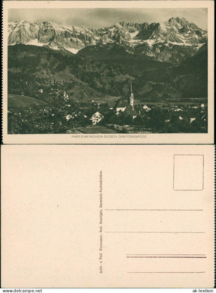 Garmisch-Partenkirchen Panorama-Ansicht, Alpen Bergkette Mit Dreitorspitze 1920 - Garmisch-Partenkirchen