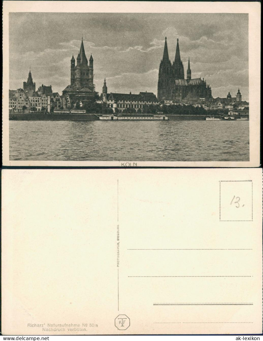 Ansichtskarte Köln Rhein Partie (Richarz`Naturaufnahme) 1920 - Koeln