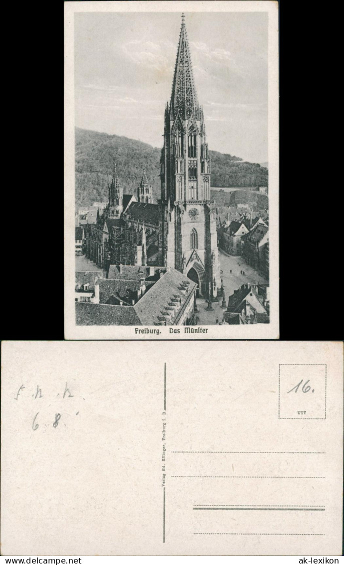 Freiburg Im Breisgau Münster, Gesamtansicht Mit Strassen Partie 1925 - Freiburg I. Br.