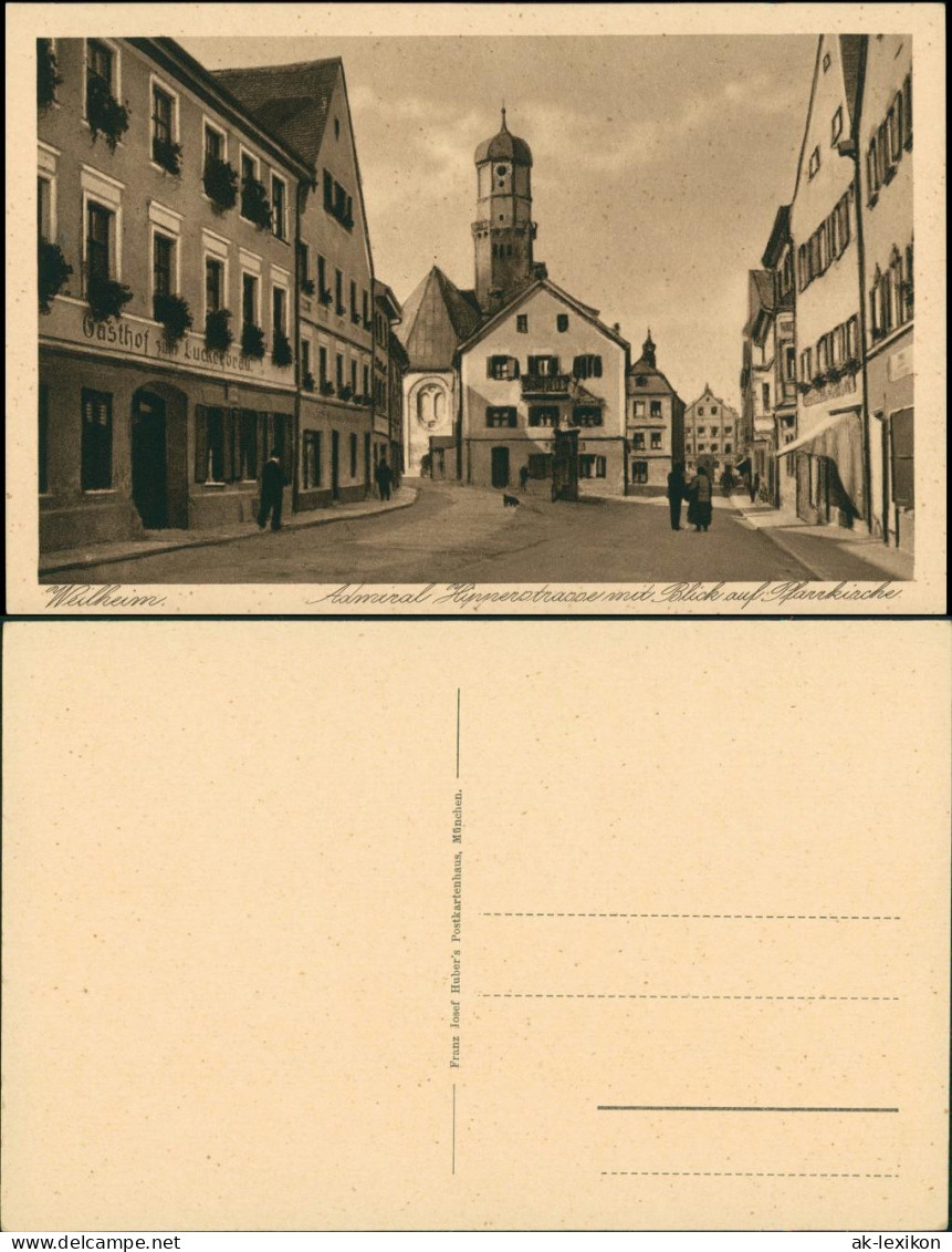 Weilheim (Oberbayern) Gasthof Admiral Hipper-Strasse Blick Pfarrkirche 1920 - Weilheim
