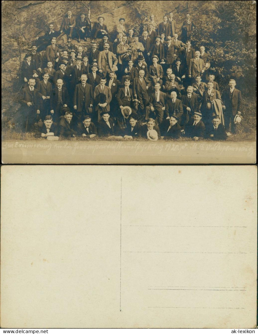 Ansichtskarte  Ausflug Männergruppe 1907 - Personnages