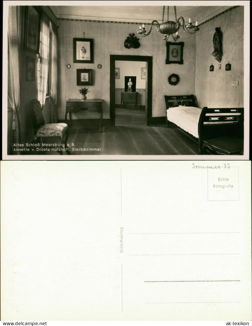 Ansichtskarte Meersburg Sterbezimmer Schloß 1937 - Meersburg