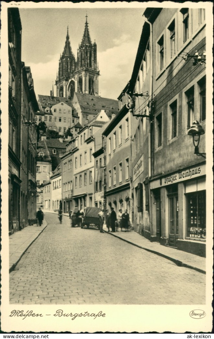 Ansichtskarte Meißen Burgstraße - Pfälzer Weinhaus 1930 - Meissen