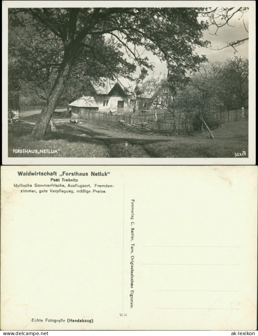 Postcard Trebnitz Třebenice Waldwirtschaft Netluk - Garten 1934 - Tchéquie