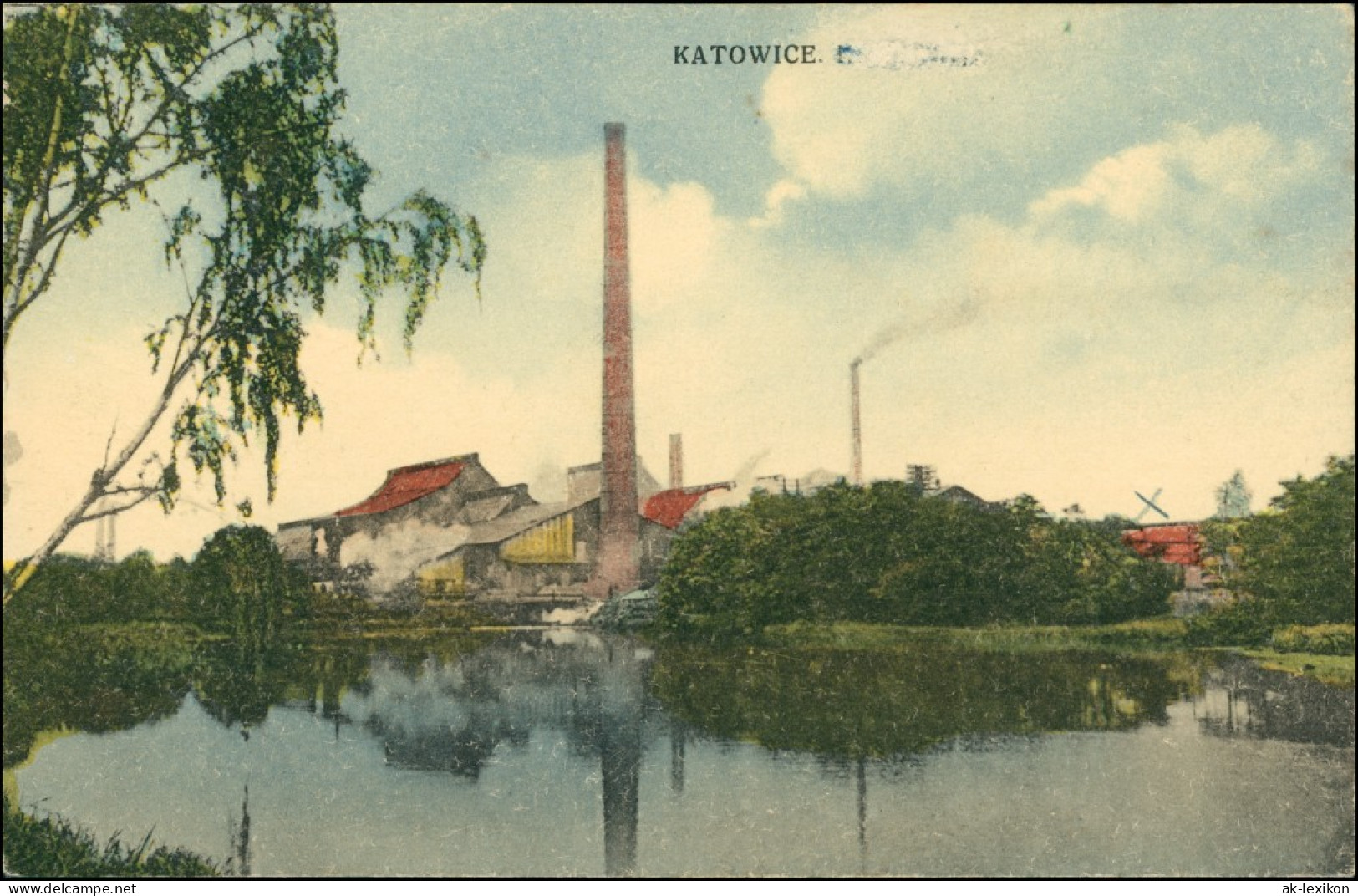 Postcard Kattowitz Katowice Fabrikanlage Coloriert - Oberschesien 1922 - Schlesien